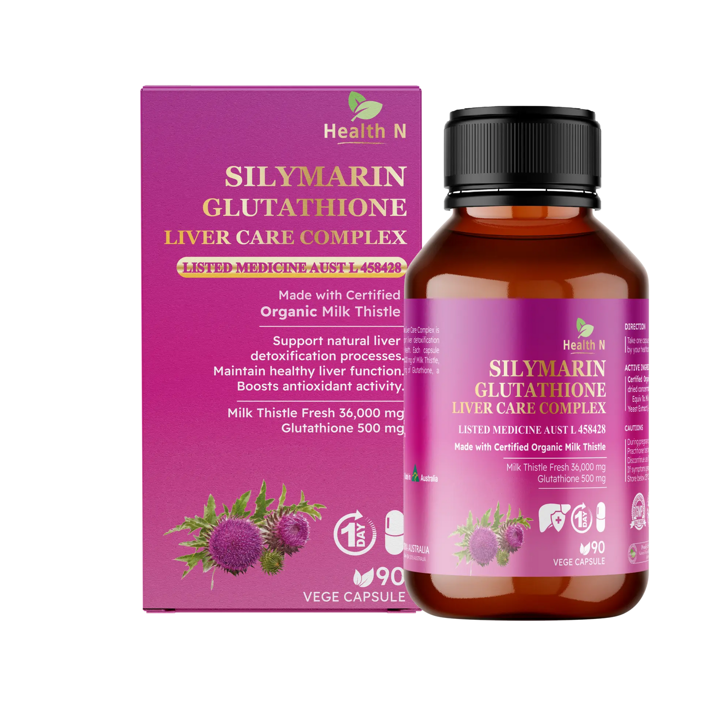 Health N Silymarin Glutathione Liver Care Complex 90 Vege Capsules