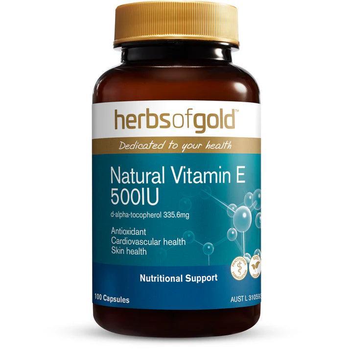 Herbs of Gold Natural Vitamin E 500 IU 100 Capsules - QVM Vitamins™