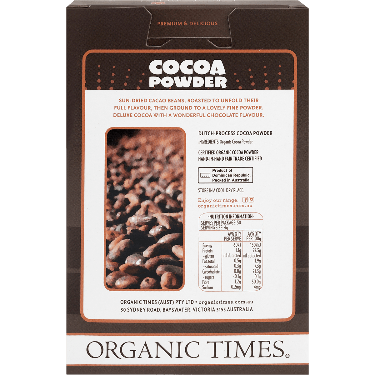 Organic Times Cocoa Powder 200g
