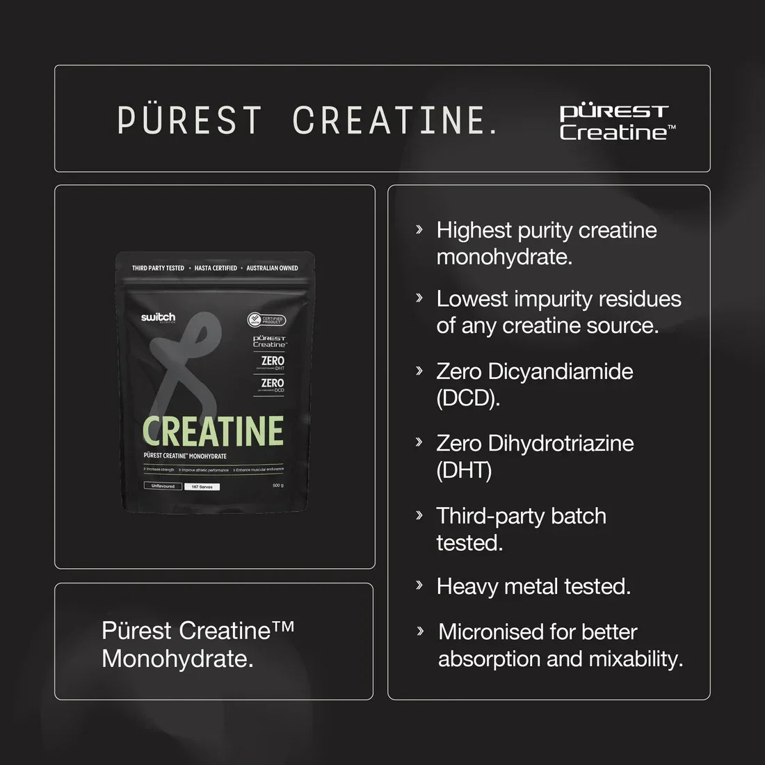 Switch Nutrition Perform Purest Creatine Monohydrate Powder 500g