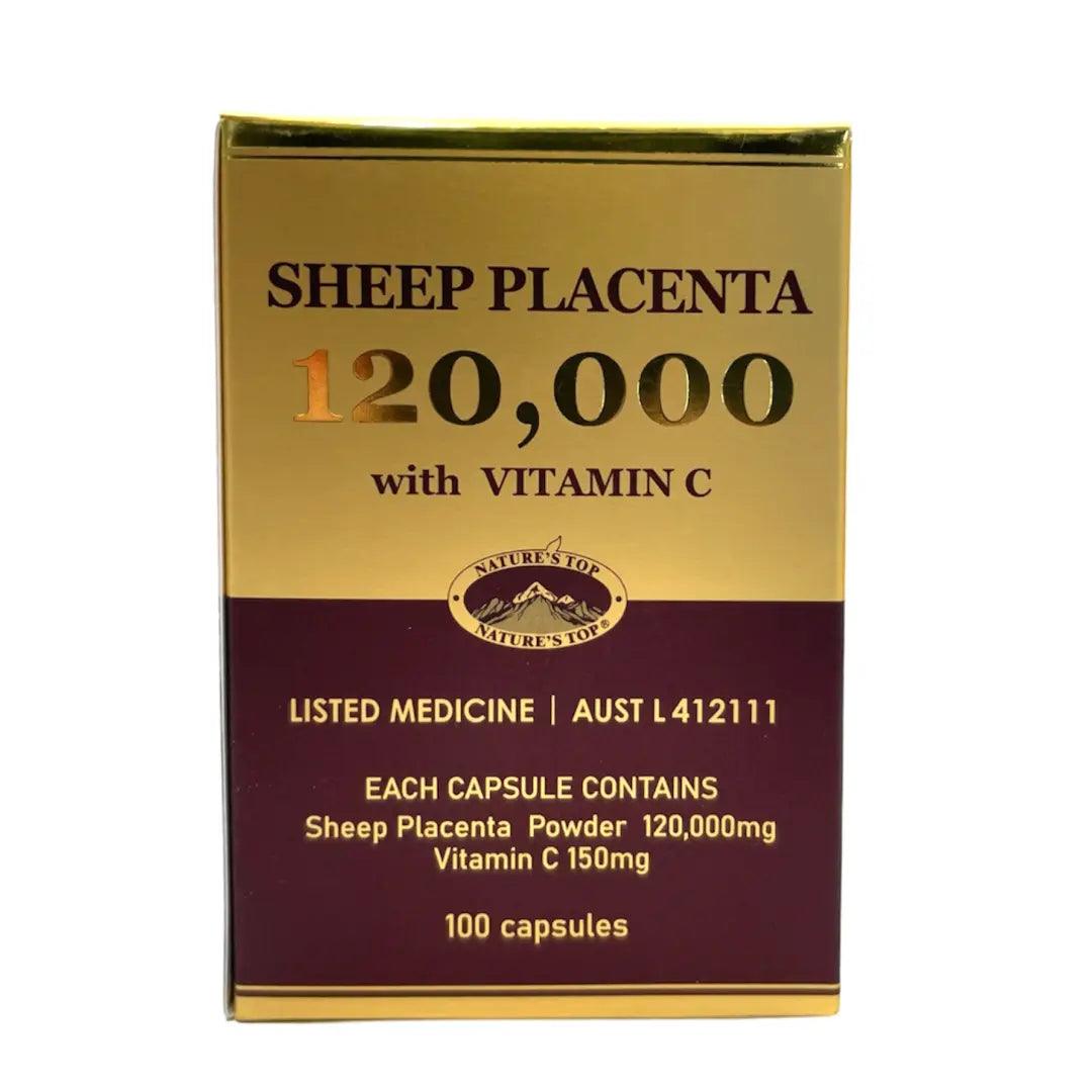 Nature’s Top Sheep Placenta 120,000mg with Vitamin C 100 Capsules - QVM Vitamins™