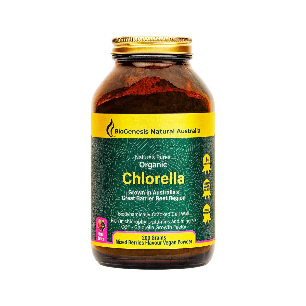BioGenesis Australian Organic Chlorella Mixed Berries Powder 200g - QVM Vitamins™