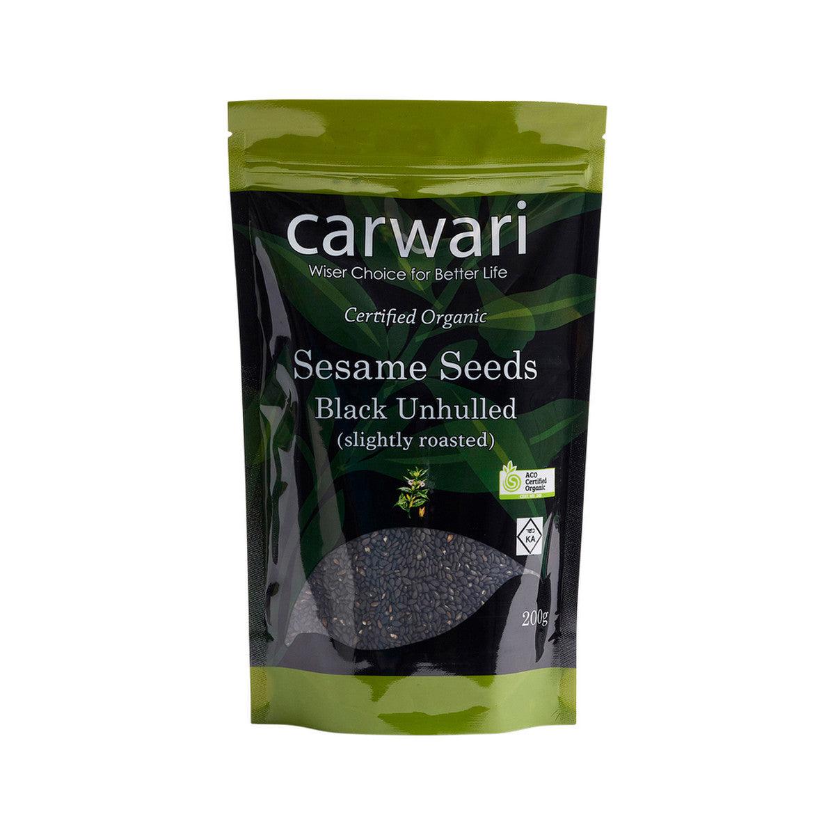 Carwari Sesame Seeds Black Unhulled Organic 200g - QVM Vitamins™
