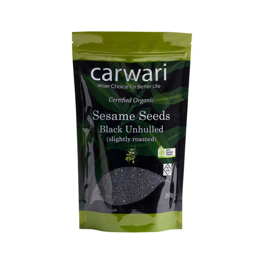 Carwari Sesame Seeds Black Unhulled Organic 200g - QVM Vitamins™