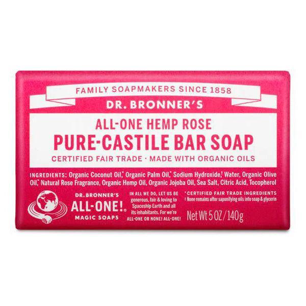 Dr. Bronner's Bar Soap Rose 140g - QVM Vitamins™