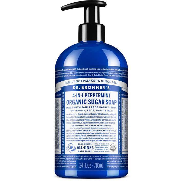 Dr. Bronner's Organic Sugar Soap Peppermint 710ml - QVM Vitamins™