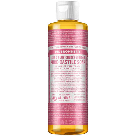 Dr. Bronner's Pure Castile Soap Liquid Cherry Blossom 237ml - QVM Vitamins™