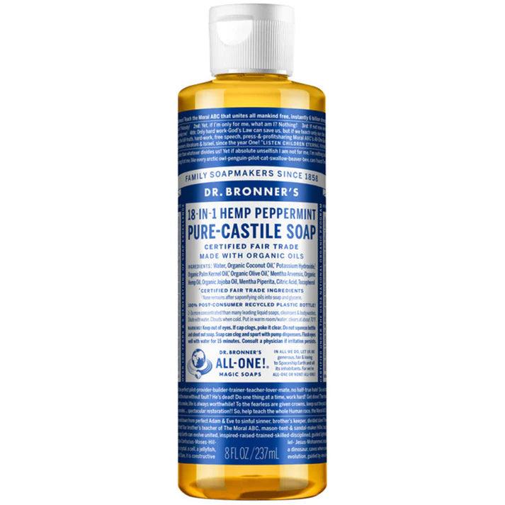 Dr. Bronner's Pure Castile Soap Liquid Peppermint 237ml - QVM Vitamins™