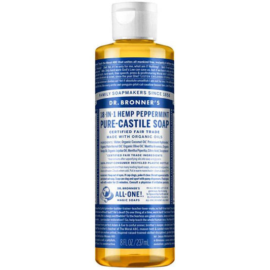 Dr. Bronner's Pure Castile Soap Liquid Peppermint 237ml - QVM Vitamins™