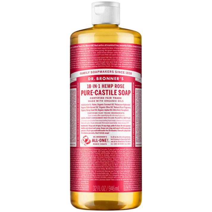 Dr. Bronner's Pure Castile Soap Liquid Rose 946ml - QVM Vitamins™