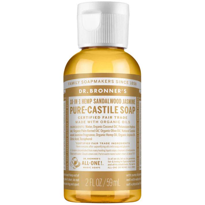 Dr. Bronner's Pure Castile Soap Liquid Sandalwood Jasmine 59ml - QVM Vitamins™