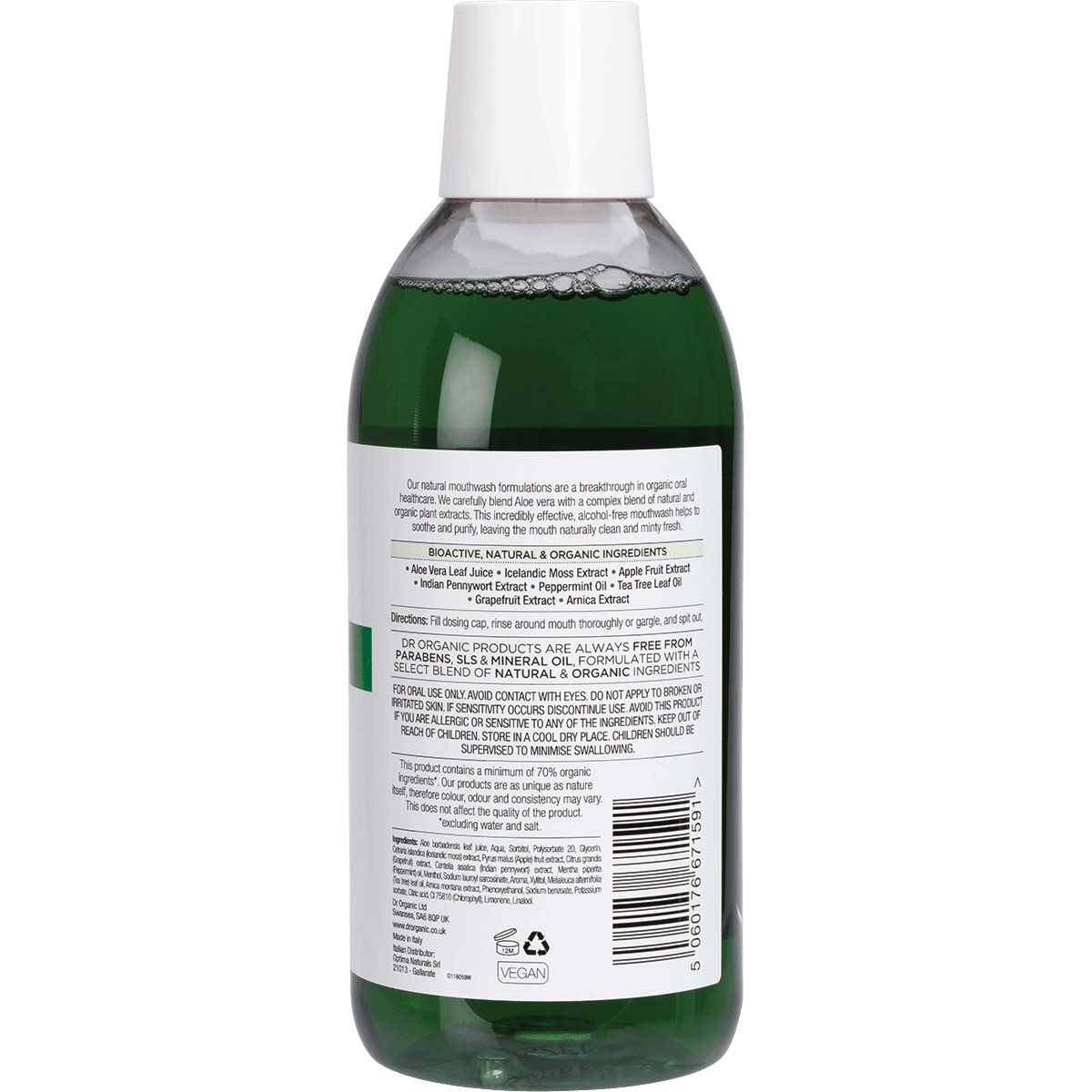 Dr Organic Aloe Vera Mouthwash 500ml - QVM Vitamins™