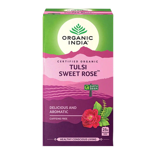 Organic India Tulsi Sweet Rose 25 Tea Bags - QVM Vitamins™