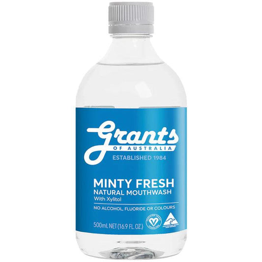 Grants Natural Mouthwash (Alcohol Free) Mint Flavoured 500ml - QVM Vitamins™