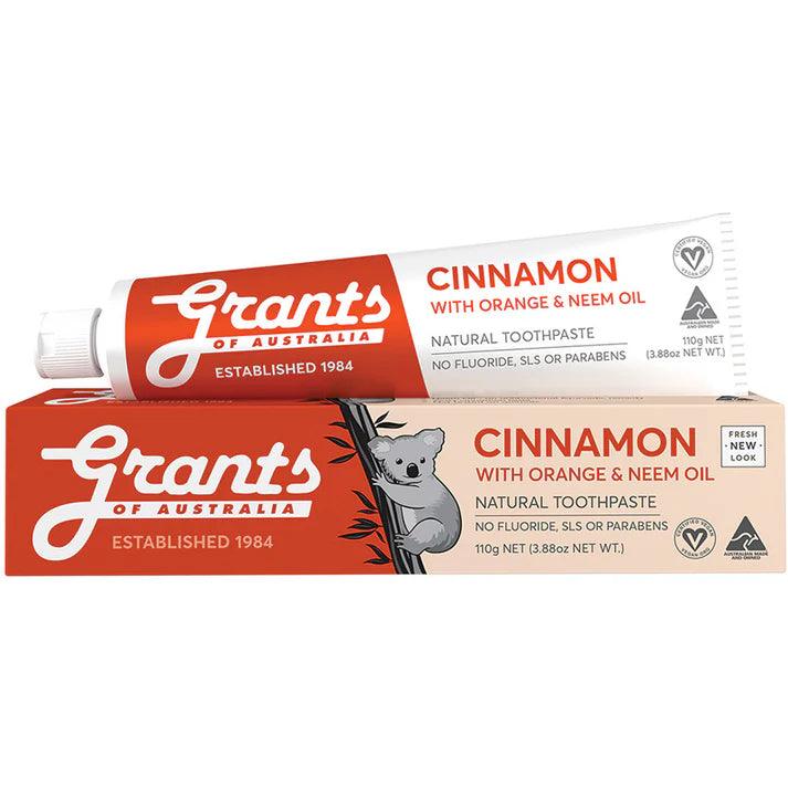 Grants Natural Toothpaste Cinnamon with Orange & Neem Oil 110g - QVM Vitamins™