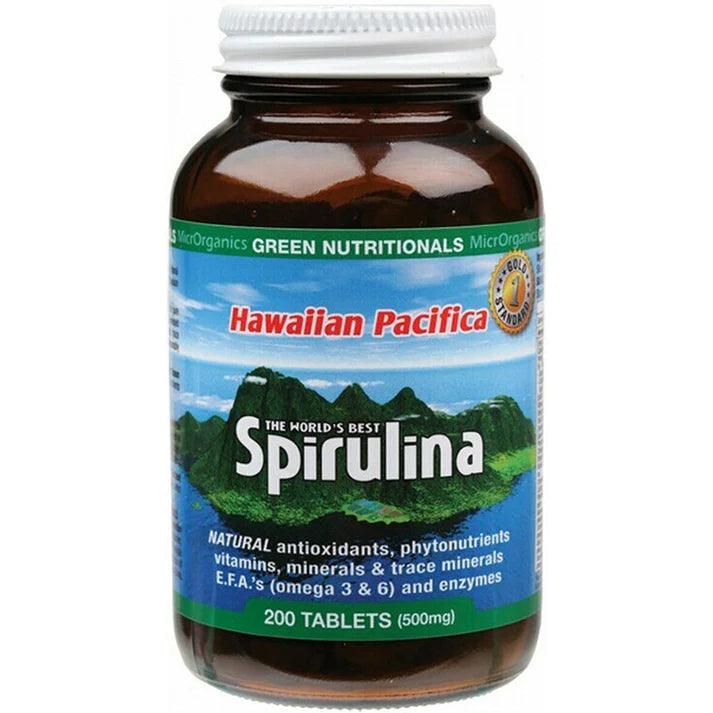 Green Nutritionals Hawaiian Pacifica Spirulina 500mg 200 Tablets - QVM Vitamins™