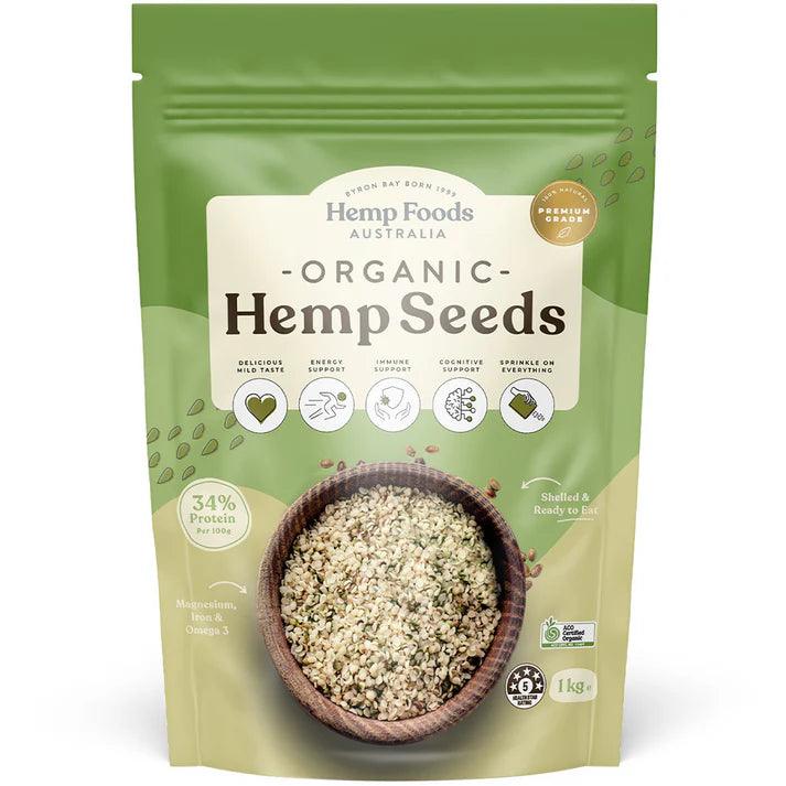 Hemp Foods Australia Hulled Hemp Seeds Organic 1kg - QVM Vitamins™