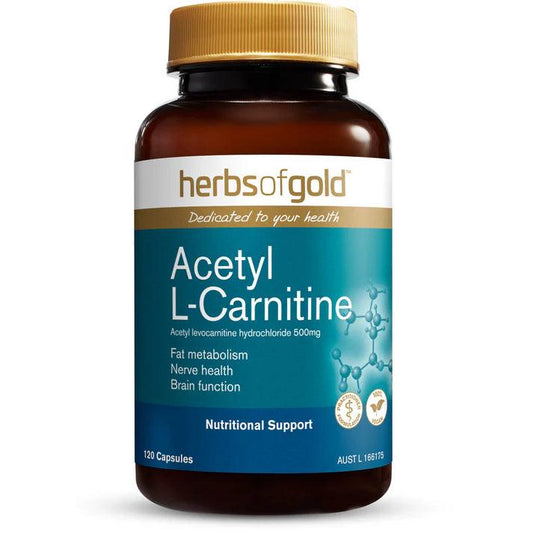 Herbs of Gold Acetyl L-Carnitine 120 Capsules - QVM Vitamins™
