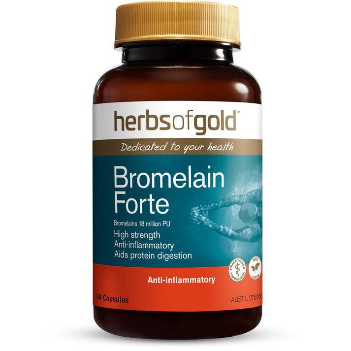 Herbs of Gold Bromelain Forte 60 Capsules - QVM Vitamins™