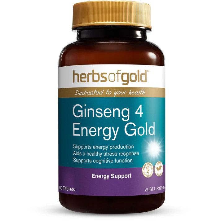 Herbs of Gold Ginseng 4 Energy Gold 60 Tablets - QVM Vitamins™