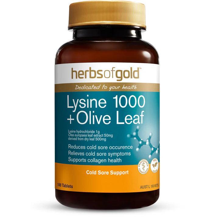 Herbs of Gold Lysine 1000 and Olive Leaf 100 Tablets - QVM Vitamins™