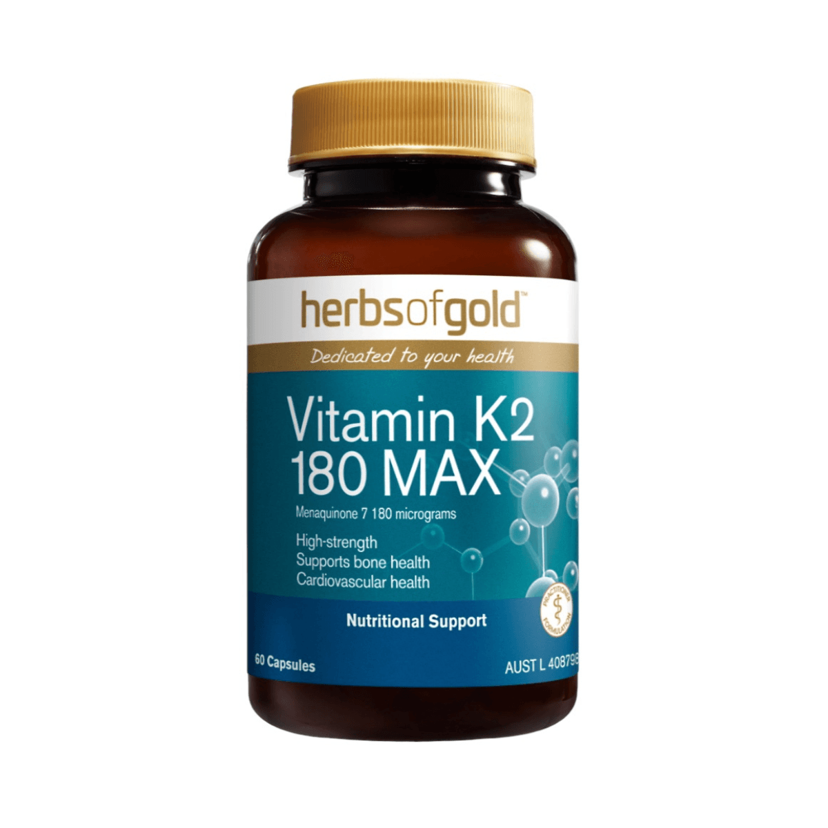 Herbs of Gold Vitamin K2 180 MAX 60 Capsules - QVM Vitamins™