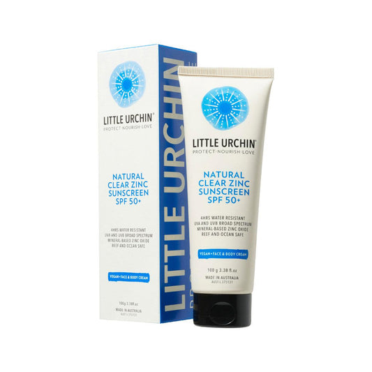 Little Urchin Natural Sunscreen Clear Zinc SPF 50+ 100g - QVM Vitamins™