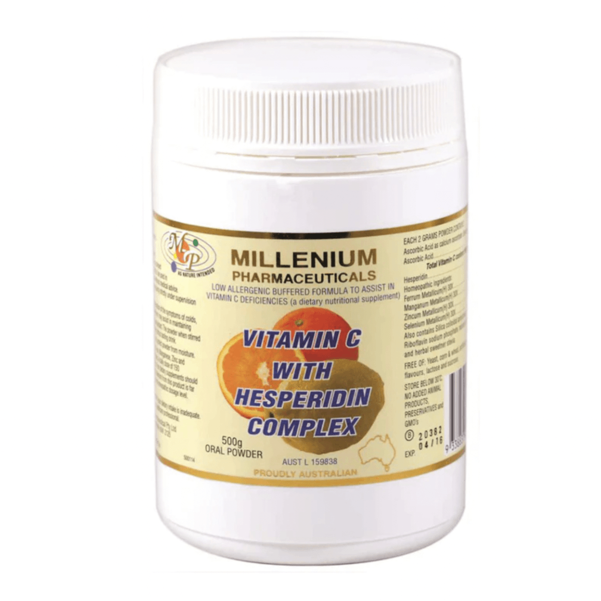 Millenium Pharmaceuticals Vitamin C with Hesperidin Complex Oral Powder 500g - QVM Vitamins™