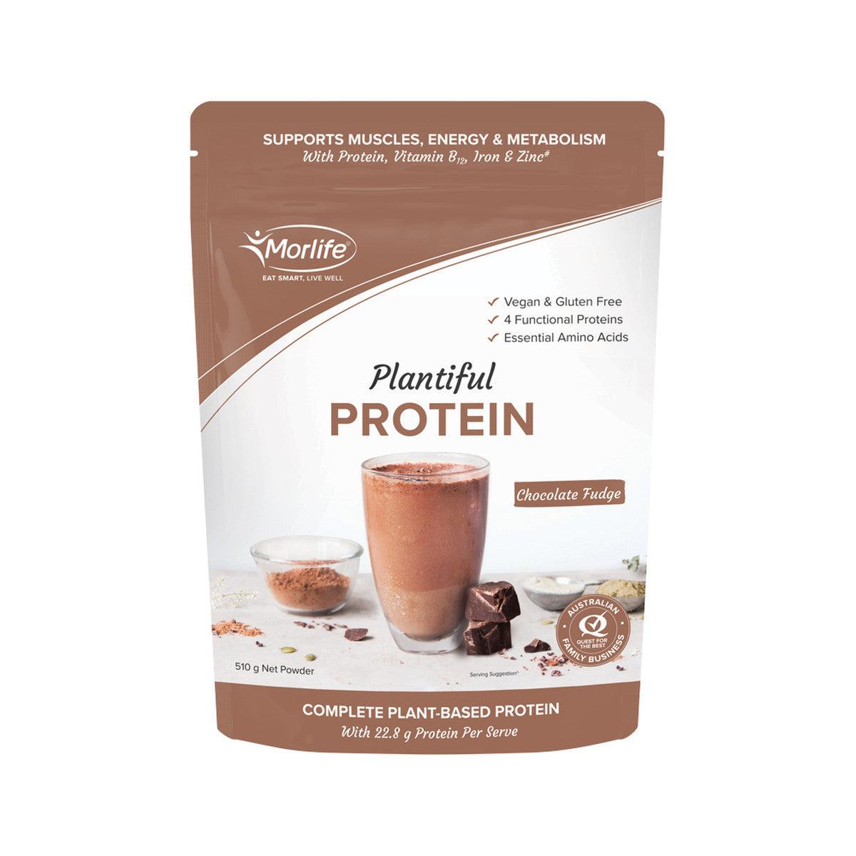 Morlife Plantiful Protein Chocolate Fudge 510g - QVM Vitamins™