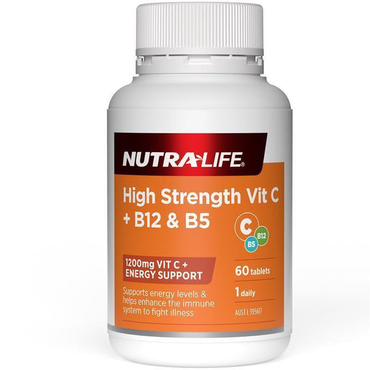 NutraLife High Strength Vitamin C + B12 & B5 60 Tablets - QVM Vitamins™