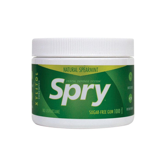 Spry Xylitol Chewing Gum Spearmint Tub 100 Pieces - QVM Vitamins™