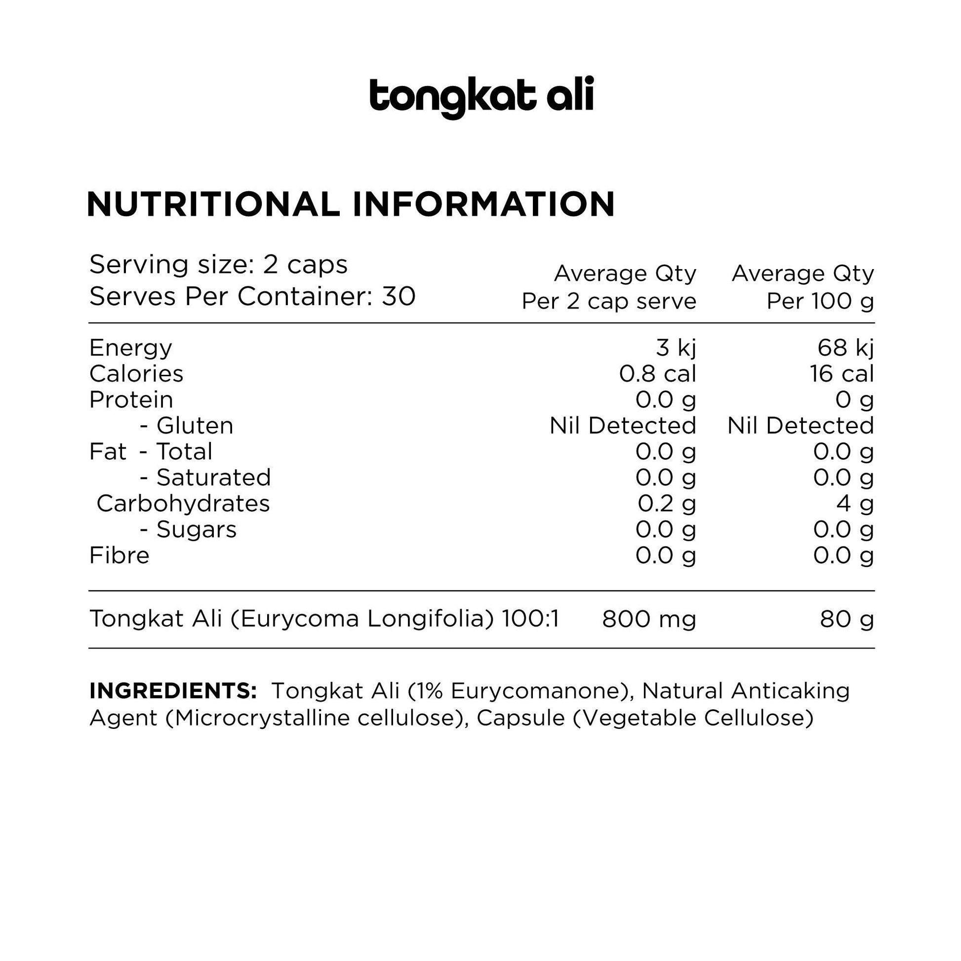 Switch Nutrition Tongkat Ali 60 Capsules - QVM Vitamins™