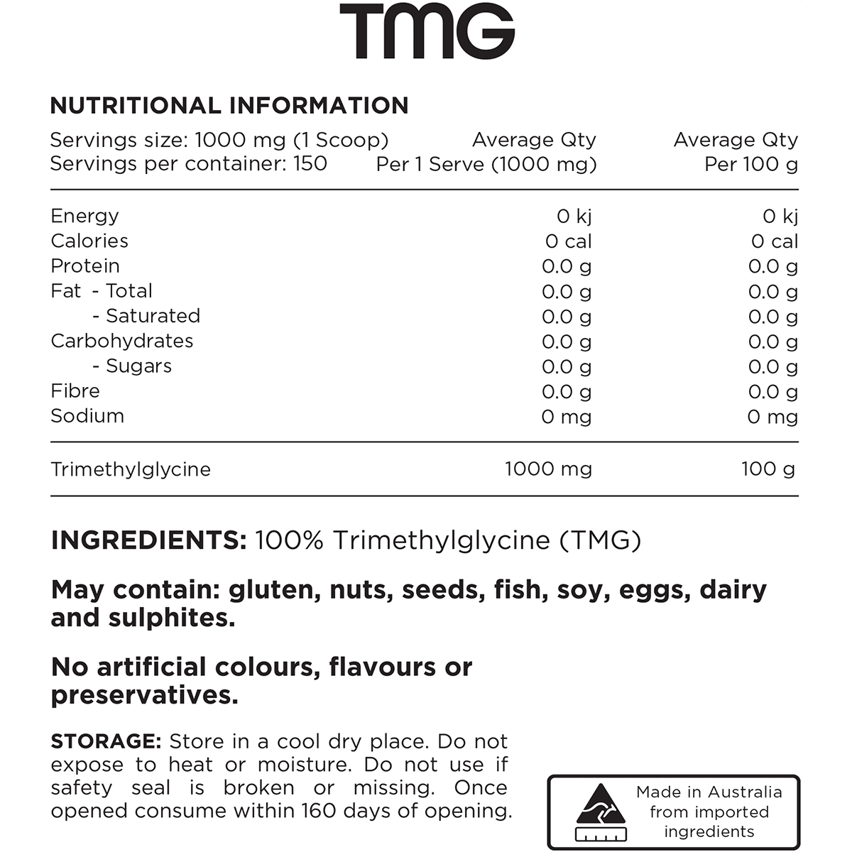 Switch Nutrition Trimethylglycine (TMG) 150 Serves - QVM Vitamins™