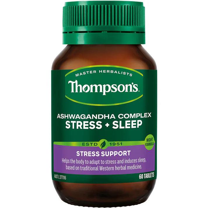 Thompsons Ashwagandha Complex Stress + Sleep 60 Tablets - QVM Vitamins™