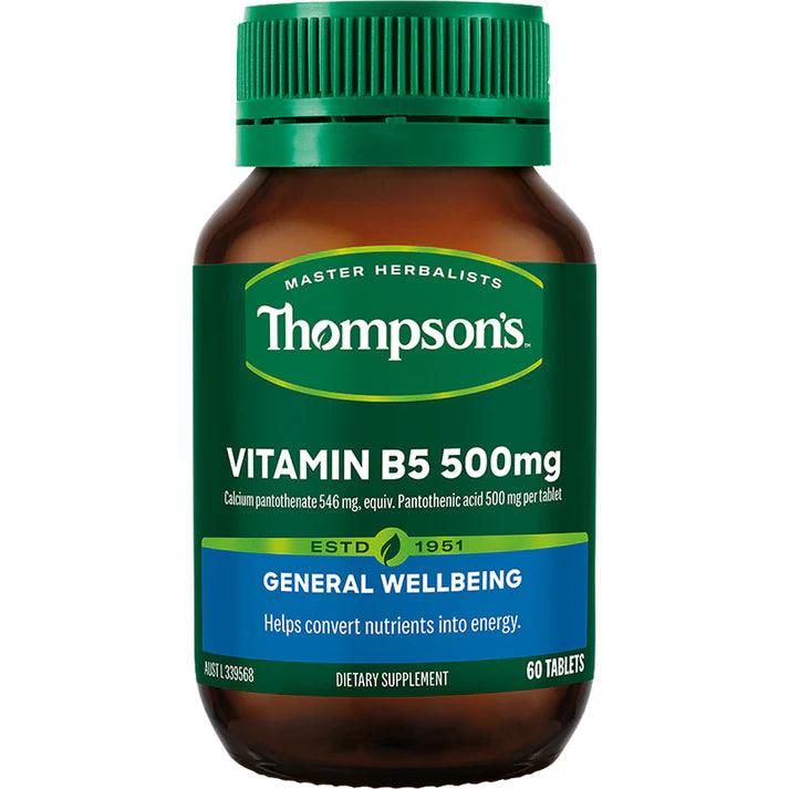 Thompsons B5 Pantothenic Acid 500mg 60 Tablets - QVM Vitamins™