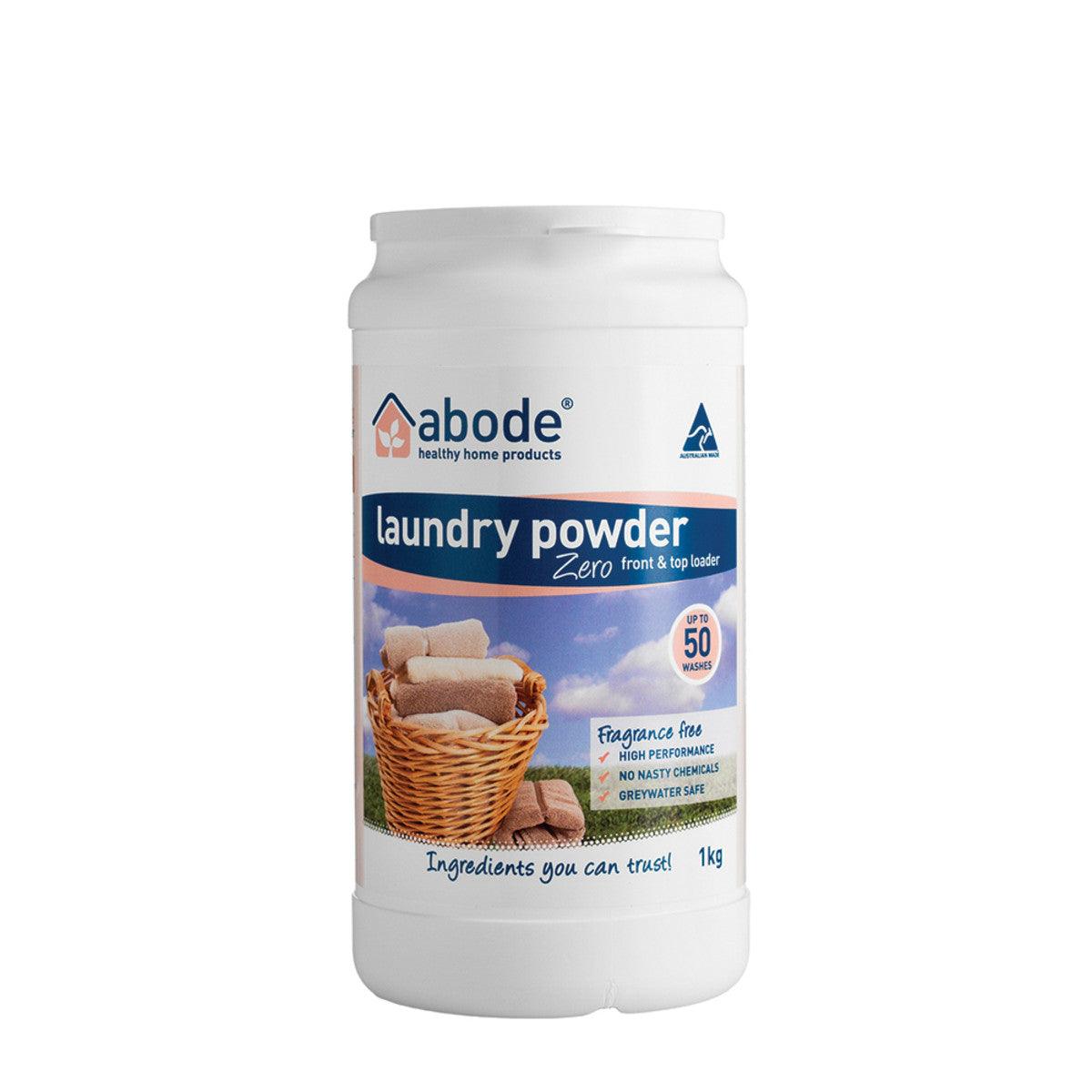 Abode Laundry Powder (Front & Top Loader) Zero 1kg - QVM Vitamins™