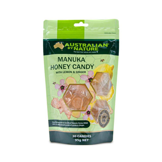 Australian by Nature Manuka Honey with Lemon and Ginger 30 Candies (MGO 400) - QVM Vitamins™