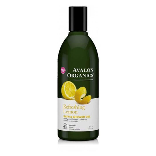 Avalon Organics Refreshing Lemon Bath and Shower Gel 355ml - QVM Vitamins™