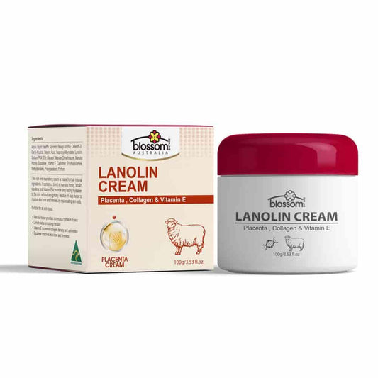 Blossom Health Lanolin + Vitamin E + Placenta Cream 100g - QVM Vitamins™