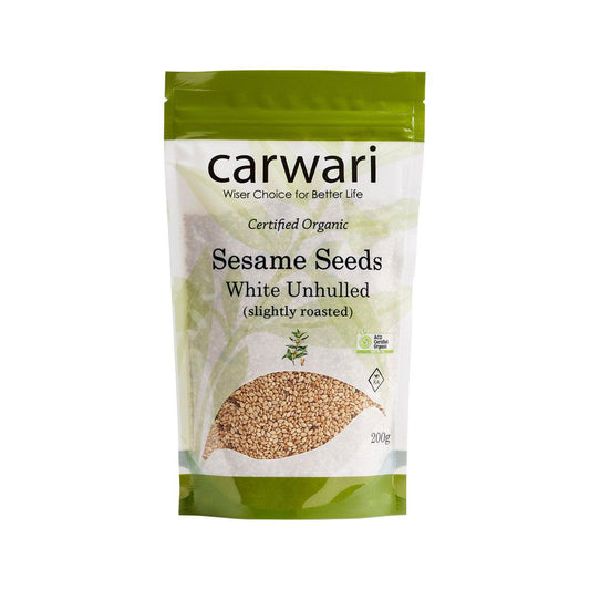 Carwari Sesame Seeds White Unhulled Organic 200g - QVM Vitamins™