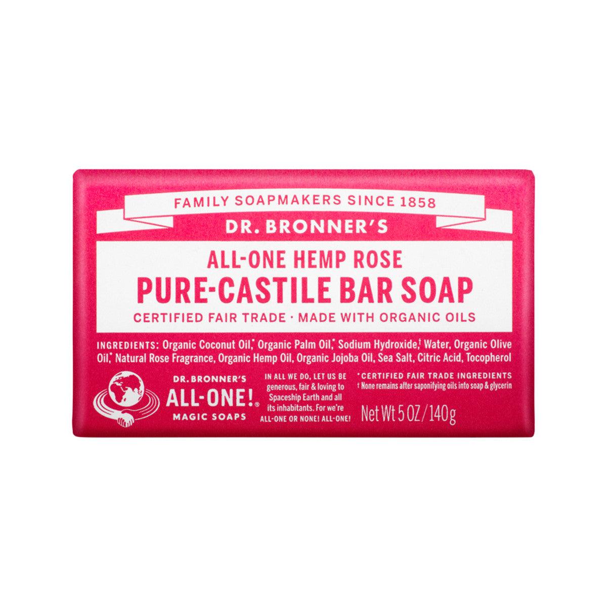 Dr. Bronner's Bar Soap Rose 140g - QVM Vitamins™