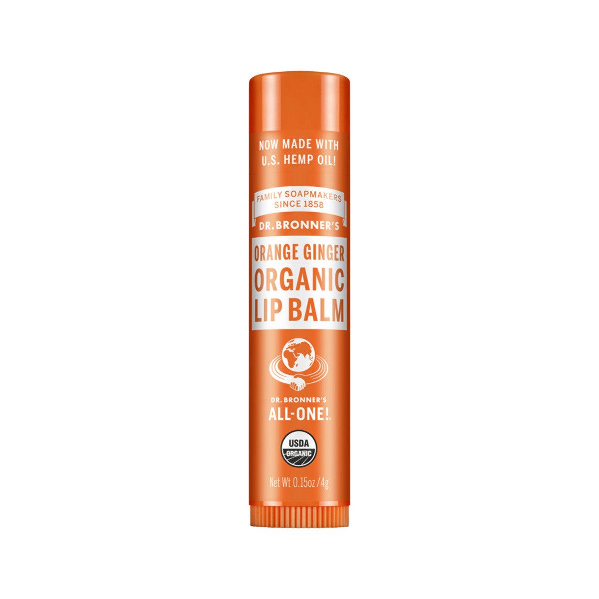 Dr. Bronner's Organic Lip Balm Orange Ginger 4g - QVM Vitamins™