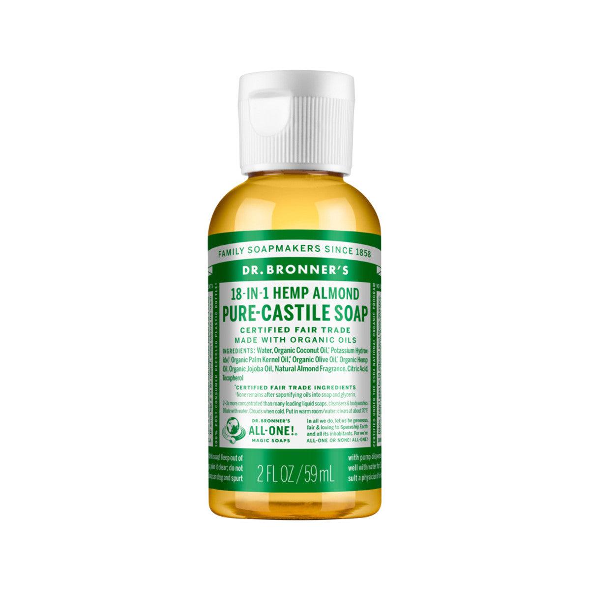 Dr. Bronner's Pure Castile Soap Liquid Almond 59ml - QVM Vitamins™