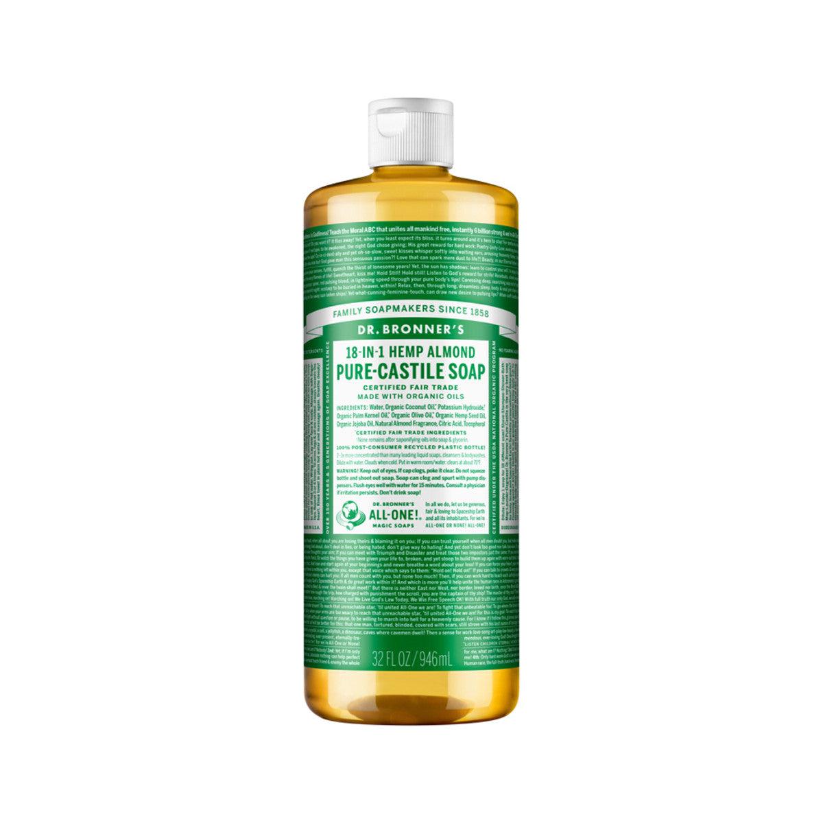 Dr. Bronner's Pure Castile Soap Liquid Almond 946ml - QVM Vitamins™