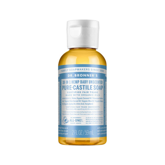 Dr. Bronner's Pure Castile Soap Liquid Baby Unscented 59ml - QVM Vitamins™