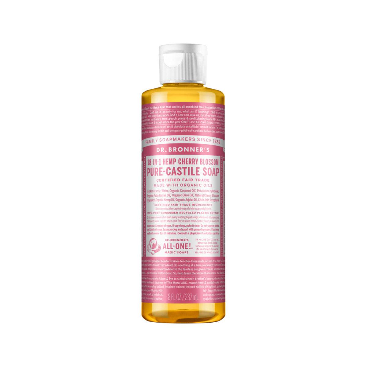 Dr. Bronner's Pure Castile Soap Liquid Cherry Blossom 237ml - QVM Vitamins™