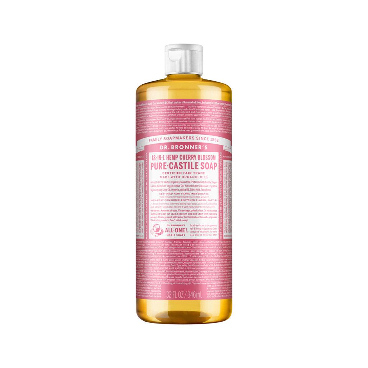 Dr. Bronner's Pure Castile Soap Liquid Cherry Blossom 946ml - QVM Vitamins™