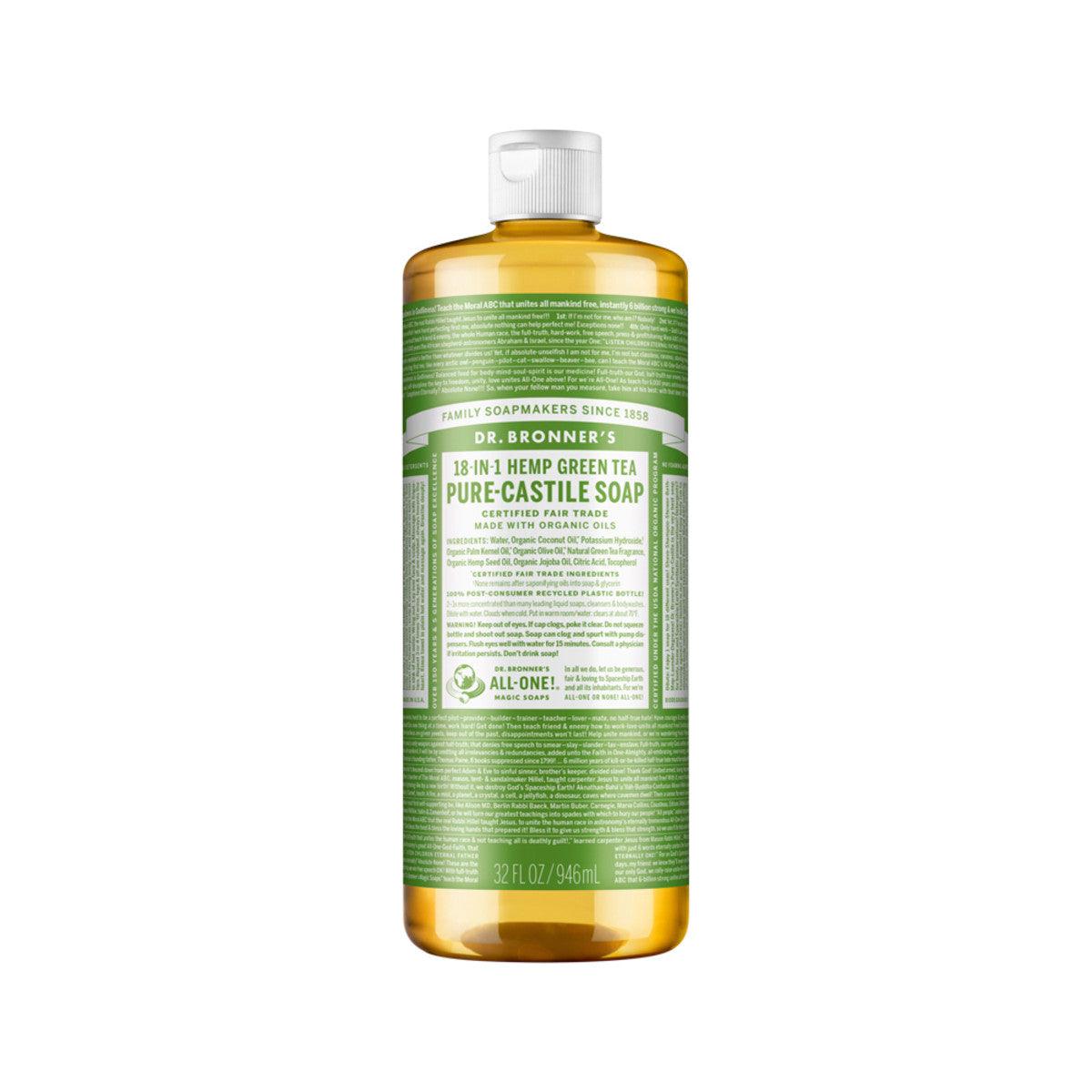 Dr. Bronner's Pure Castile Soap Liquid Green Tea 946ml - QVM Vitamins™