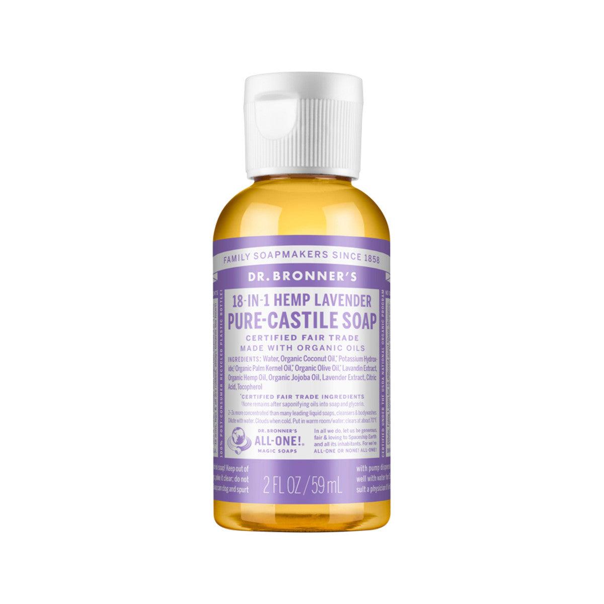 Dr. Bronner's Pure Castile Soap Liquid Lavender 59ml - QVM Vitamins™