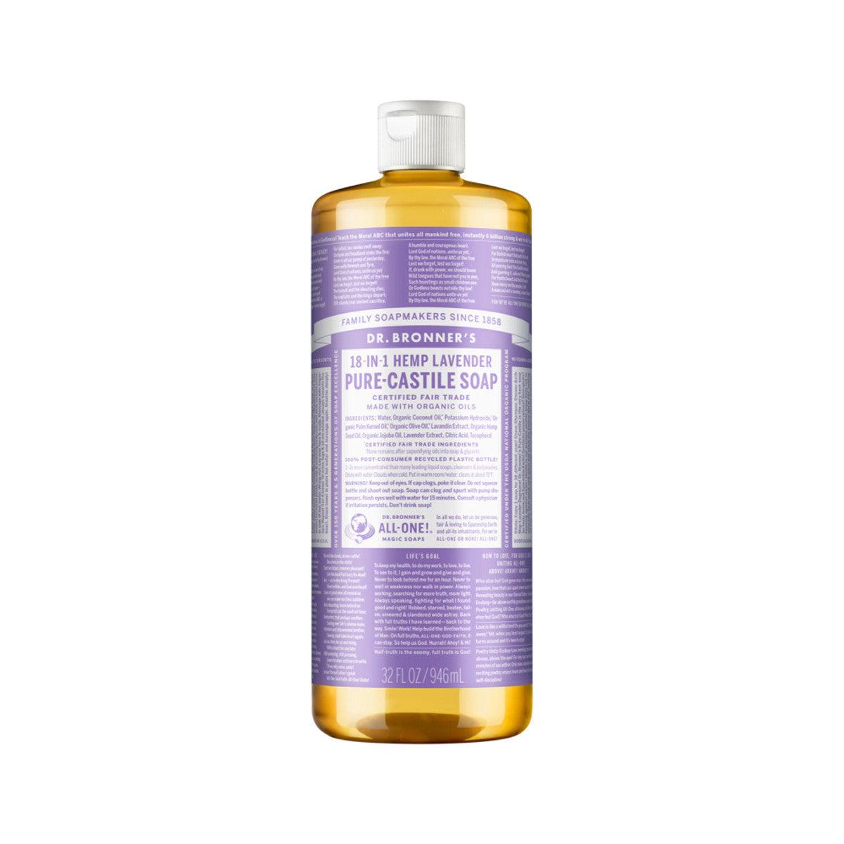 Dr. Bronner's Pure Castile Soap Liquid Lavender 946ml - QVM Vitamins™
